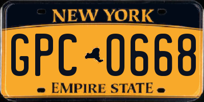 NY license plate GPC0668