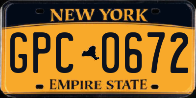 NY license plate GPC0672