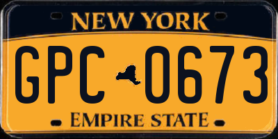 NY license plate GPC0673
