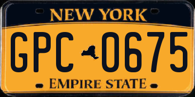 NY license plate GPC0675