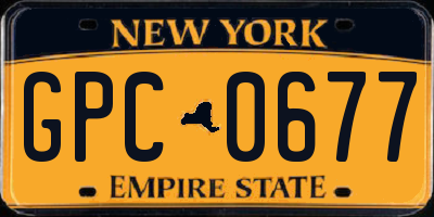 NY license plate GPC0677
