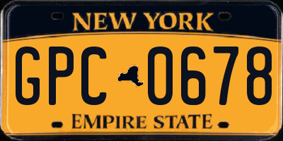 NY license plate GPC0678