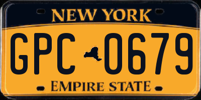 NY license plate GPC0679