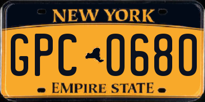 NY license plate GPC0680