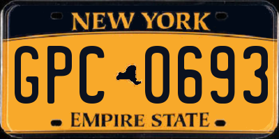 NY license plate GPC0693