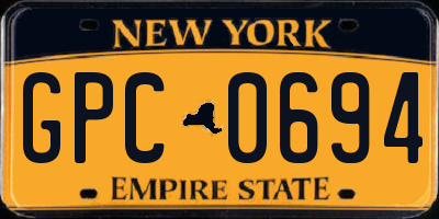 NY license plate GPC0694
