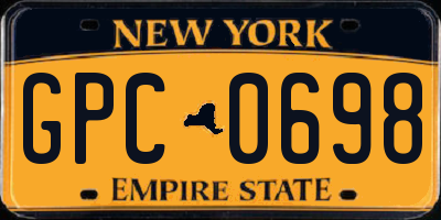 NY license plate GPC0698