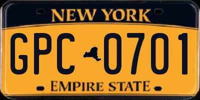 NY license plate GPC0701