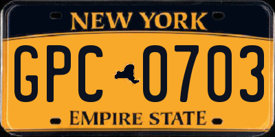 NY license plate GPC0703