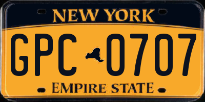 NY license plate GPC0707