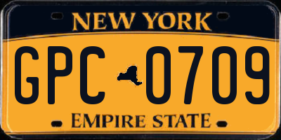 NY license plate GPC0709