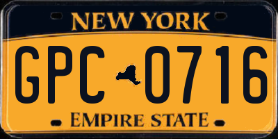 NY license plate GPC0716