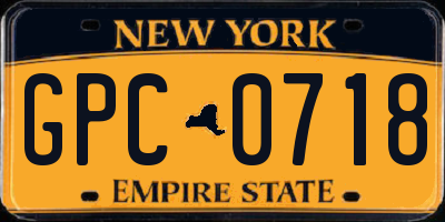 NY license plate GPC0718