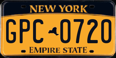NY license plate GPC0720