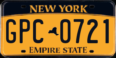 NY license plate GPC0721