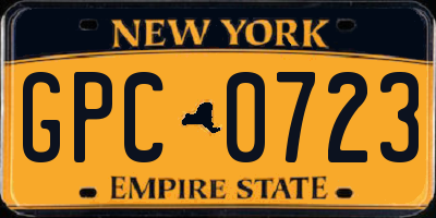 NY license plate GPC0723