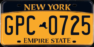 NY license plate GPC0725