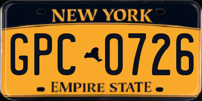 NY license plate GPC0726