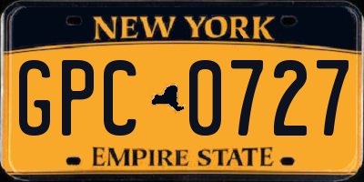 NY license plate GPC0727