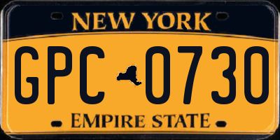 NY license plate GPC0730