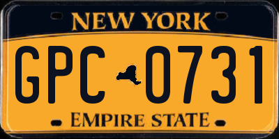 NY license plate GPC0731