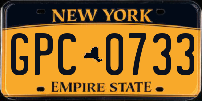 NY license plate GPC0733