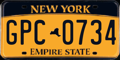 NY license plate GPC0734