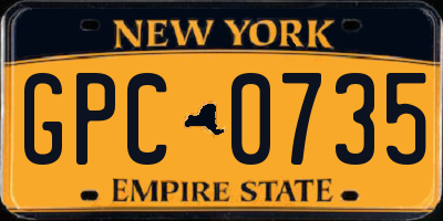NY license plate GPC0735