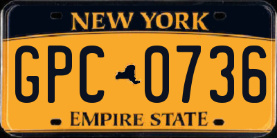 NY license plate GPC0736