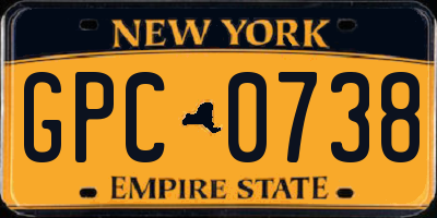 NY license plate GPC0738