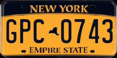 NY license plate GPC0743