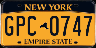 NY license plate GPC0747