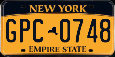 NY license plate GPC0748
