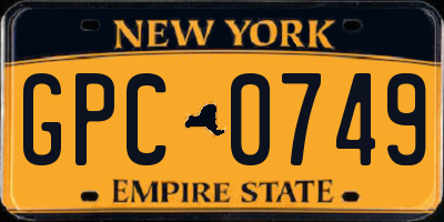 NY license plate GPC0749