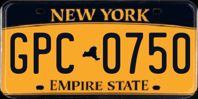 NY license plate GPC0750