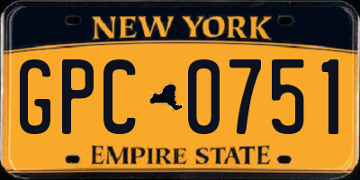 NY license plate GPC0751