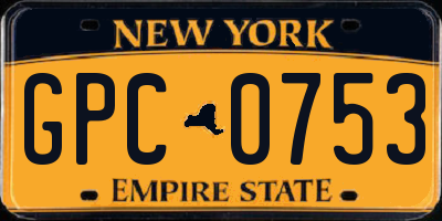 NY license plate GPC0753