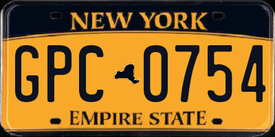 NY license plate GPC0754