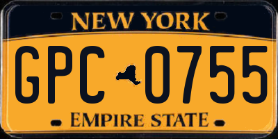 NY license plate GPC0755