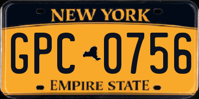 NY license plate GPC0756
