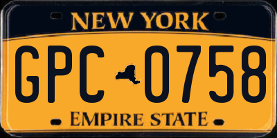 NY license plate GPC0758