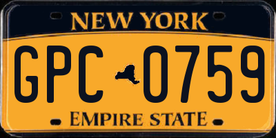 NY license plate GPC0759