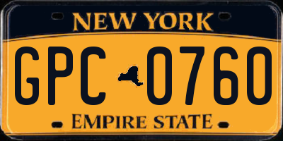 NY license plate GPC0760