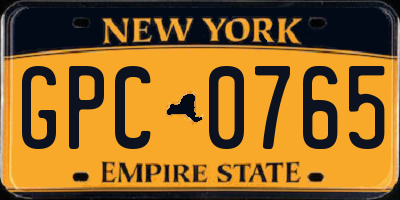 NY license plate GPC0765