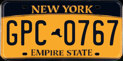 NY license plate GPC0767