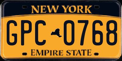 NY license plate GPC0768