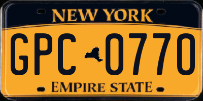 NY license plate GPC0770