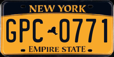 NY license plate GPC0771