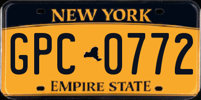 NY license plate GPC0772