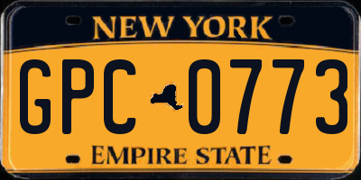 NY license plate GPC0773
